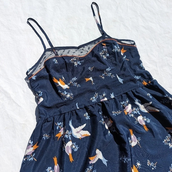 Target Xhilaration Navy  Blue and Orange High Low Bird Dress - Woman's Large - Picture 8 of 10